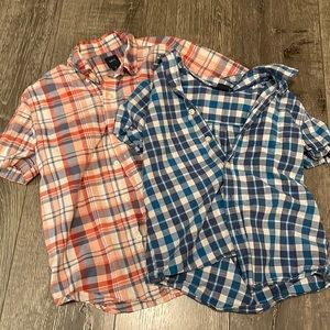 Boys button up shirts Red and Blue plaid
